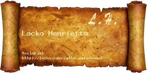 Lacko Henrietta névjegykártya
